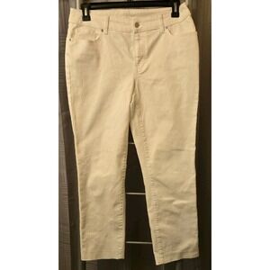 Chico's Jeans 1 Slim Boyfriend Ankle Straight Leg Slimming Stretch White Denim